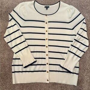 Talbots Black and White Cardigan Sweater